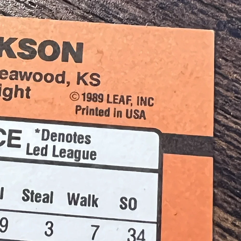 1990 Donruss Bo Jackson MVP #BC-1 ERROR Card No Period after Inc - Royals
